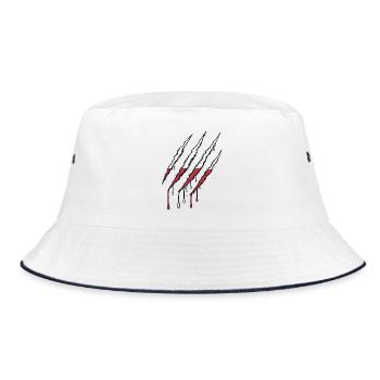 Poland Flag Claw Grunge Polska Scratch Trace - Bucket Hat - white/navy - Front