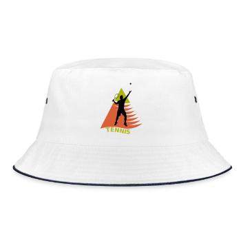 Tennis Player on Green Orange Triangle - Bucket Hat - white/navy - Front