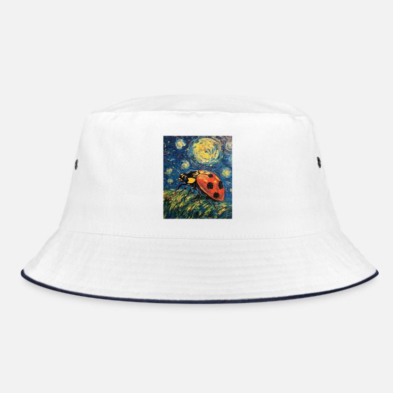 Marienkäfer Van Gogh Style Starry Night - Bucket Hat - Weiß/Navy