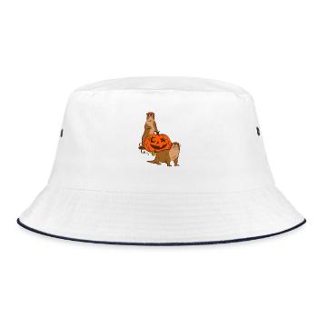 Sea Otter Cartoon Halloween - Bucket Hat - white/navy - Front