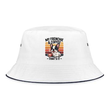 Cuddly Buldog Frenchie Coffee Heart - Bucket Hat - white/navy - Front