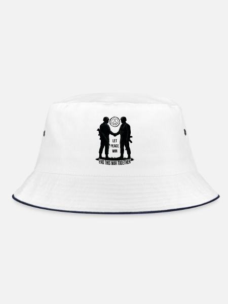 LASS DEN FRIEDEN SIEGEN - Bucket Hat - Weiß/Navy - Vorne