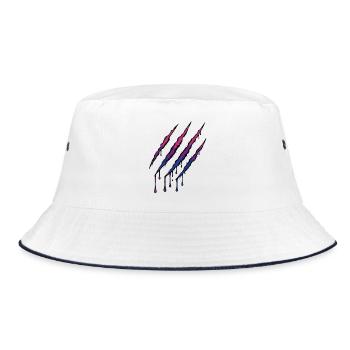 Bi Pride Claw - Bisexual Flag Scratch Mark - Bucket Hat - white/navy - Front