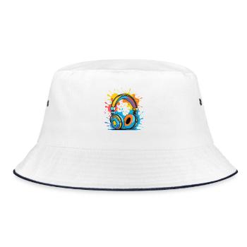 Colorful Headphones Splash Design - Bucket Hat - white/navy - Front