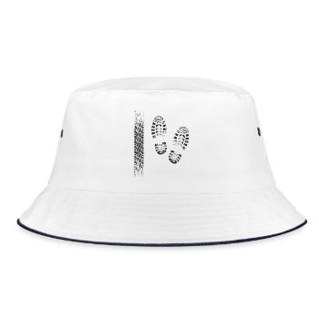 Track and Footprint Pattern - Bucket Hat - white/navy - Front
