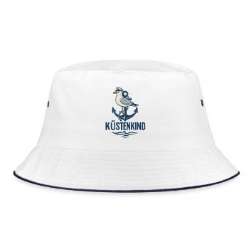 Küstenkind Anker Seemotiv - Bucket Hat - Weiß/Navy - Vorne