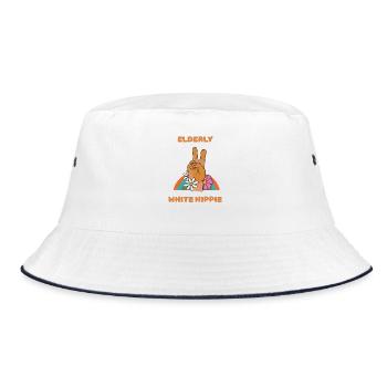 Elderly White Hippie design - Bucket Hat - white/navy - Front