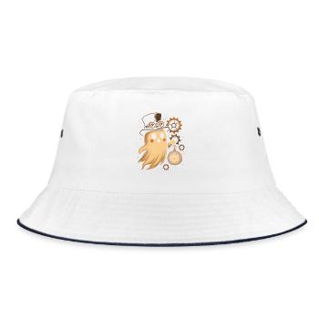 Steampunk Ghost Clockwork - Bucket Hat - white/navy - Front