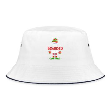 Elfe Elf Weihnachtsgeschenk Bart Bärtig Friseur - Bucket Hat - Weiß/Navy - Vorne