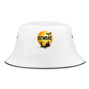 Gruseliges Spukhaus für Halloween - Bucket Hat - Weiß/Navy - Vorne