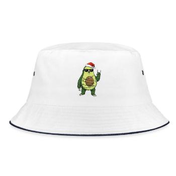 Süß Avocado mit Weihnachtsmann Lichterkette  - Bucket Hat - Weiß/Navy - Vorne