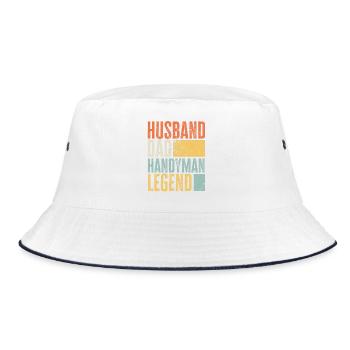 Husband Dad Handyman Legend Retro Craftsman - Bucket Hat - white/navy - Front