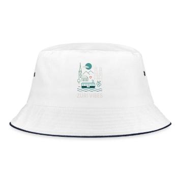 Zürich Vibes Tram Berge See - Bucket Hat - Weiß/Navy - Vorne