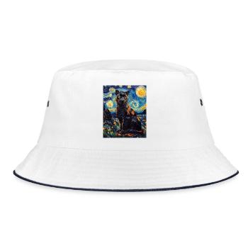 Panther Van Gogh Style Starry Night - Bucket Hat - white/navy - Front