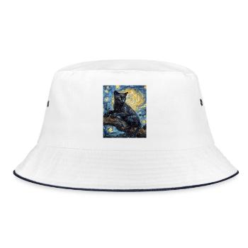 Panther Van Gogh Style Starry Night - Bucket Hat - white/navy - Front