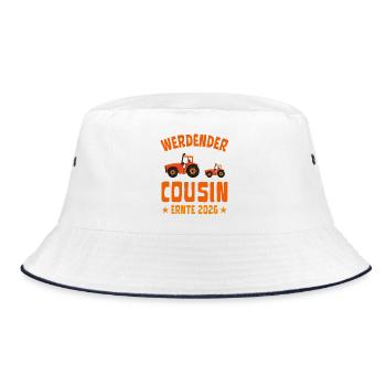 Werdender Cousin Ernte 2026 Traktor - Bucket Hat - Weiß/Navy - Vorne