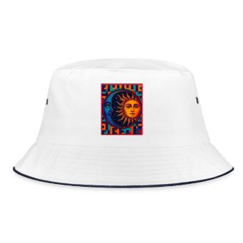 Sun and Moon Neon Prism - Bucket Hat - white/navy - Front