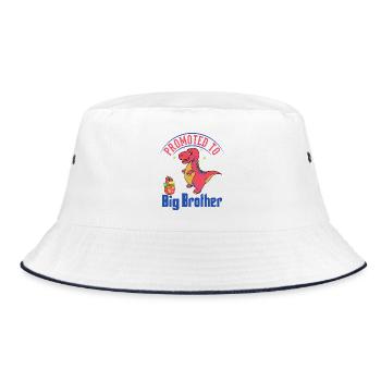 Promoted to Big Brother Dinosaurs - Bucket Hat - white/navy - Front