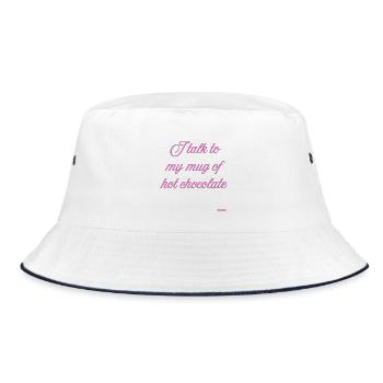Tasse heiße Schokolade - Bucket Hat - Weiß/Navy - Vorne