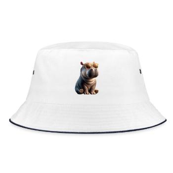 Nilpferd Flusspferd Mama Hippopotamus Cooles Hippo - Bucket Hat - white/navy - Front