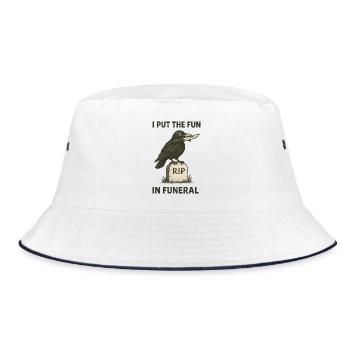 I Put The Fun In Funeral Crow Retro Humor - Bucket Hat - white/navy - Front