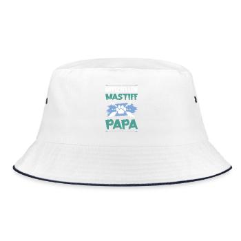 mastiff hunde papa - Bucket Hat - Weiß/Navy - Vorne