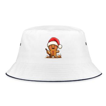 Christmas Gingerbread with Frosting - Bucket Hat - white/navy - Front