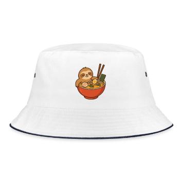 Sloth Ramen Snuggle Design - Bucket Hat - white/navy - Front