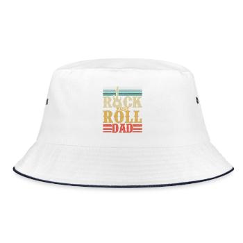 Rock 'n Roll Dad Rock Band Guitar Music - Bucket Hat - white/navy - Front
