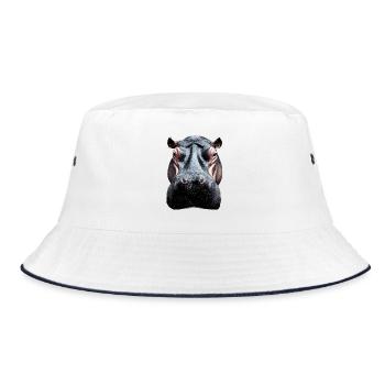Nilpferd Flusspferd Mama Hippopotamus Cooles Hippo - Bucket Hat - white/navy - Front