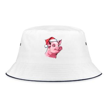 Cochon au chapeau de Père Noël - Bob - blanc/marine - Devant