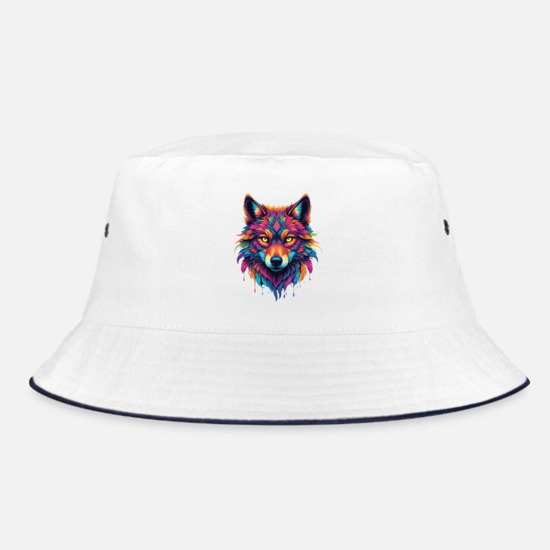 Bunter Wolf Kopf Bucket Hat