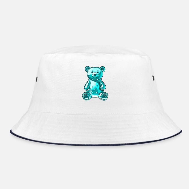 Gummibär Türkis - Bucket Hat - Weiß/Navy