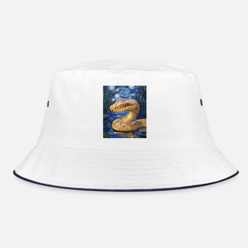 Snake Python Van Gogh Style Starry Night Bucket Hat