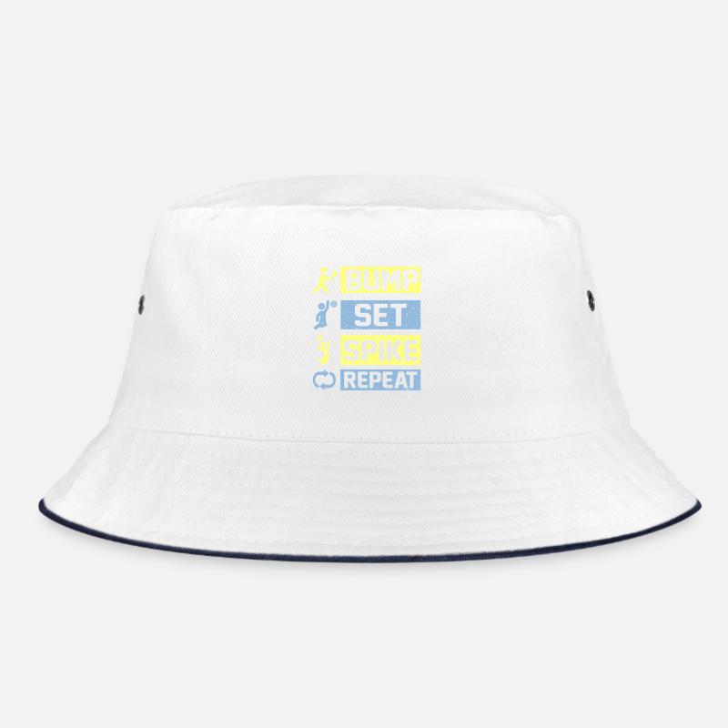 Bump Set Spike Repeat Volleyball - Bucket Hat - white/navy