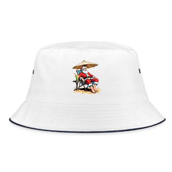 Strand Weihnachtsmann Urlaub - Bucket Hat - Weiß/Navy - Vorne