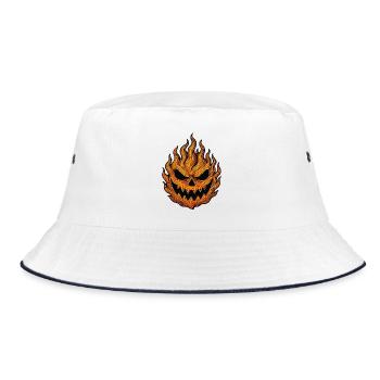 Motif de flamme de citrouille d'Halloween - Bob - blanc/marine - Devant