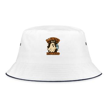 Haunted but Hydrated Ghost, Halloween  - Bucket Hat - white/navy - Front