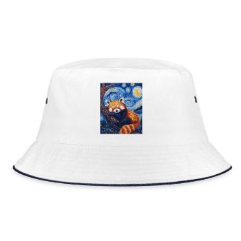 Panda roux Ours Style Van Gogh Nuit étoilée - Bob - blanc/marine - Devant