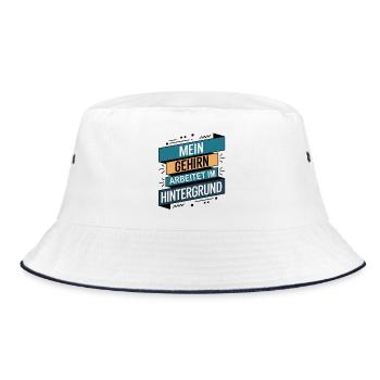 Mein Gehirn arbeitet im Hintergrund - Bucket Hat - Weiß/Navy - Vorne