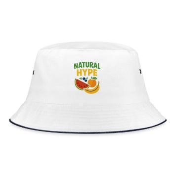 Natural – Fruchtiges Design - Bucket Hat - Weiß/Navy - Vorne