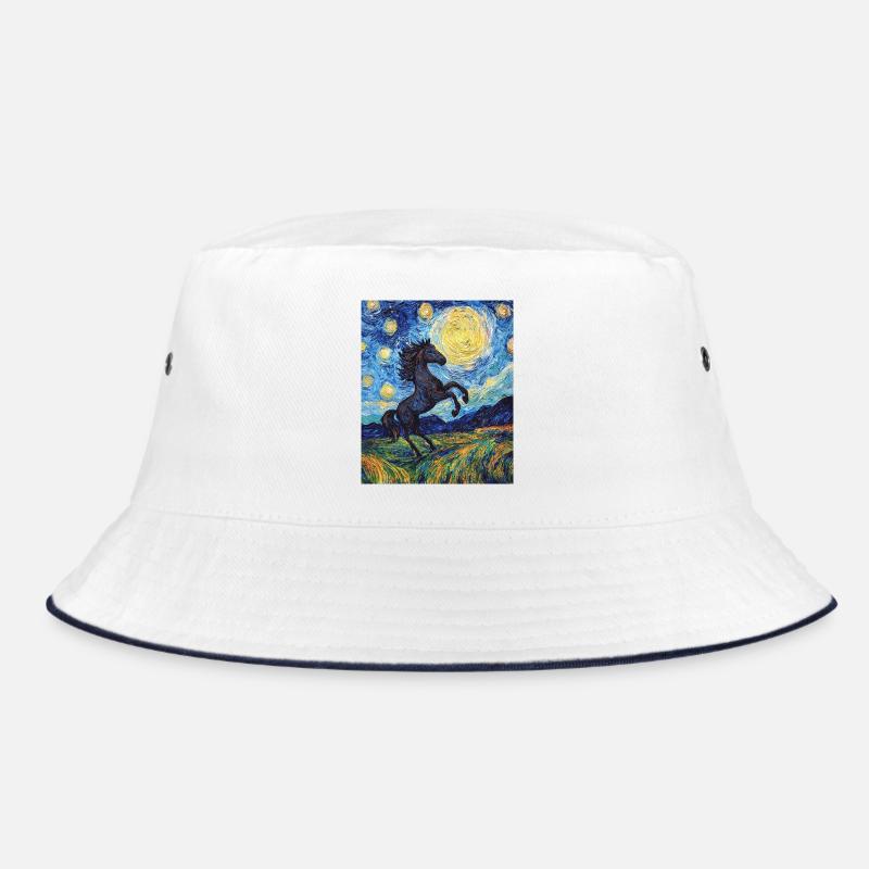 Cheval Chevaux Cavalier Style Van Gogh Nuit étoilée Bob