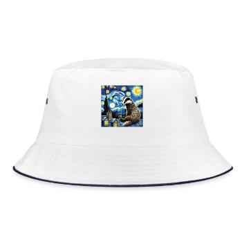 Dachs auf Dach in Sternennacht - Bucket Hat - Weiß/Navy - Vorne