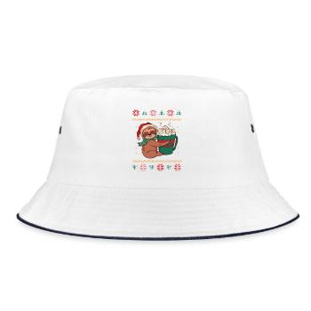 Sloth needs warm milk – Funny Christmas - Bucket Hat - white/navy - Front