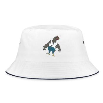 Zombie-Huhn - Bucket Hat - Weiß/Navy - Vorne