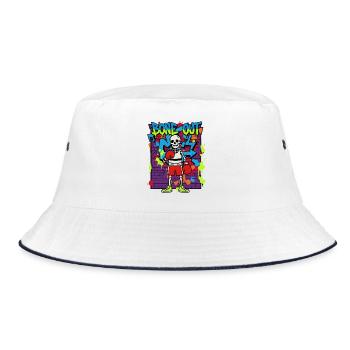 Bone Out Skeleton Boxer Graffiti Streetwear 90s - Bucket Hat - white/navy - Front