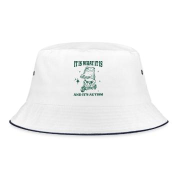 It Is What It Is And It's Autism Funny Animal Frog - Bucket Hat - white/navy - Front