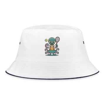 Nerdy Tennis Octopus With Glasses - Bucket Hat - white/navy - Front