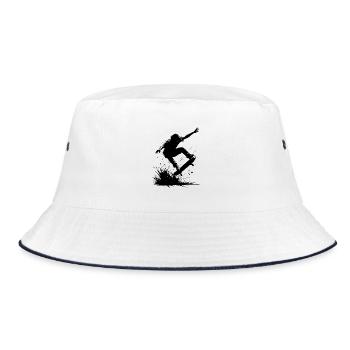 Skateboard Trick Design Skateboarding - Bucket Hat - Weiß/Navy - Vorne