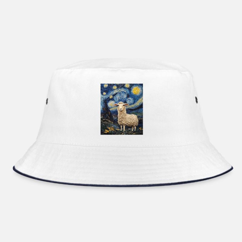 Sheep Van Gogh Style Starry Night Bucket Hat